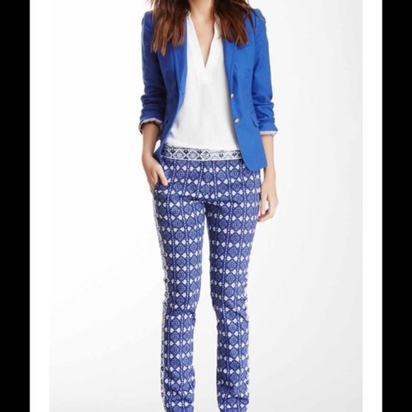 Romeo& Juliet Coutr Blue &White Geometric Pants S - Picture 1 of 3